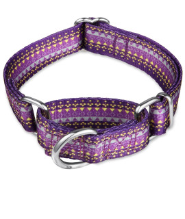 Dazzber Puppy Collar Martingale Dog Collar - No Pull Anti-Escape Pet Collar For Small Dogs, Adjustable 10 Inch To 15 Inch, Dark Purple