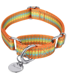 Dazzber Puppy Collar Martingale Dog Collar - No Pull Anti-Escape Pet Collar For Small Dogs, Adjustable 10 Inch To 15 Inch, Orange Yellow