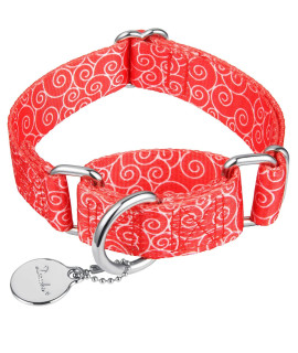 Dazzber Martingale Collars For Dogs, No Pull Anti-Escape Pet Collar, Heavy Duty For Medium And Large Dogs, Adjustable 17 Inch To 25 Inch, Red, Auspicious Cloud