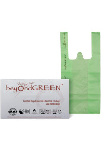 beyondGREEN Plant-Based Cat Litter Poop Waste Pick-Up Bags with Handles - 300 Bags - 8 in x 16 in