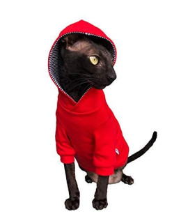 Kotomoda Sphynx Cat's Hoodie InRed Naked Cat Hairless Cat Clothes (XL)