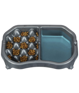 Neater Pet Brands - Neater Slow Feeder - Fun, Healthy, Stress Free Dog Bowl Helps Stop Bloat Prevents Obesity Improves Digestion (Double Diner, gunmetal)