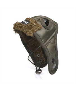 Leconpet Dog Aviator Hat, Dog Winter Pilot Hat with Ear Flaps for cold Weather (M, Brown)