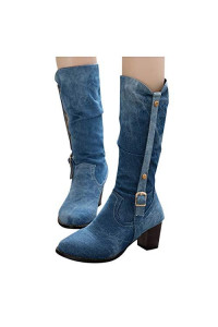 Women's Bootie Flat,Fashion Casual Zipper Single Shoes Plus Size Soft Sole Non-Slip Booties Students Running Shoes Sky Blue