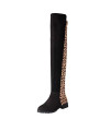 Women's Over-The-Knee Boots Large Size MatchingLeopard Pattern High Tube Shoes Black
