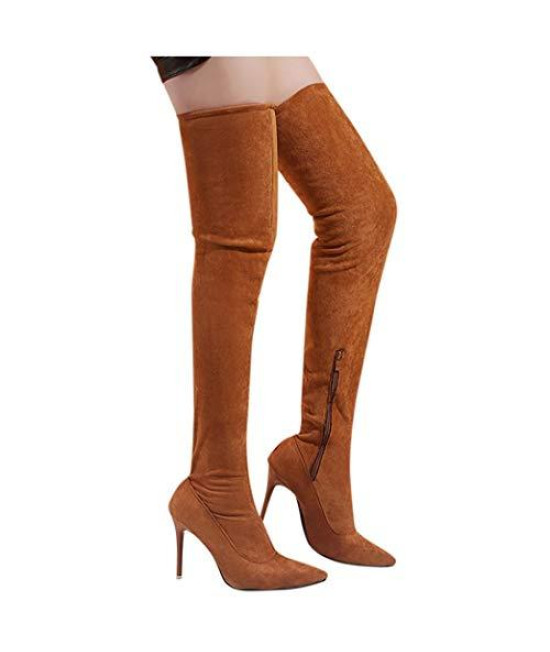 Women's Flat Leather Booties, Casual Solid Color Retro Lace up Boots Side Zipper Round Toe Shoe Slouch Boots Brown