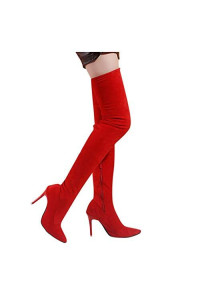 Women's Flat Leather Booties, Casual Solid Color Retro Lace up Boots Side Zipper Round Toe Shoe Slouch Boots Red