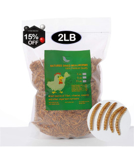 Euchirus 2LBs Non-GMO Dried Mealworms,High-Protein Larvae Treats Feed Molting Supplement for Birds Hens Ducks etc,Large Bulk Meal Worms Birds Chicken Food