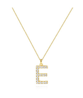 Tarsus E Initial Letter 14K gold Plated Alphabet Pendant Necklace Monogram charm cubic zirconia Jewelry gifts for Women girlfriend Teen