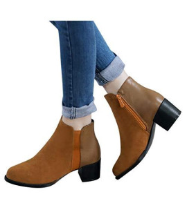 Boots for Women Ladies Fashion Sole Hollow Casual Shoes Zipper Ankle Flat Round Toe Boots Yellow