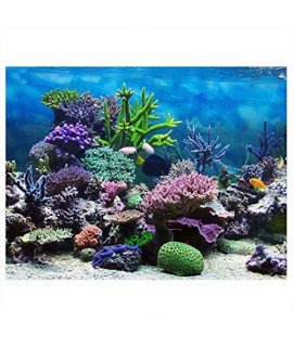 Aquarium Fish Tank Poster Underwater Marine Coral Background Poster Thicken PVC Adhesive Fish Tank Backdrop Static Cling(12246cm)