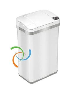 iTouchless 4 Gallon Sensor Trash Can with Odor Filter and Fragrance, Touchless Automatic Stainless Steel Waste Bin, Perfect for Office and Bathroom, Pearl White?