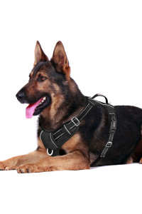 BARKBAY No Pull Dog Harness Front clip Heavy Duty Reflective Easy control Handle for Large Dog Walking with ID tag Pocket(Black,XL)