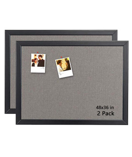 Bulletin Board 36 X 48 Inch, 100% Wood Framed Canvas Cork Board With Grey Fabric, Wall Mounted Notice Board For Home Office School,2 Packa
