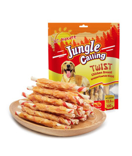 Jungle calling Dog Treats, Natural chicken Wrapped Rawhide Sticks, grain-Free Training Rewards chews for Small and Medium Puppy,106oz