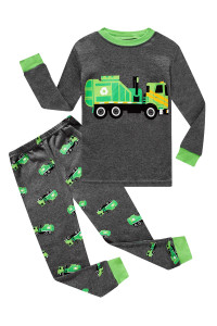 Family Feeling garbage Truck Little Boys Long Sleeve Pajamas 100% cotton Pjs Sleepwears Size 6