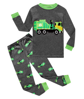 Family Feeling garbage Truck Little Boys Long Sleeve Pajamas 100% cotton Pjs Sleepwears Size 6