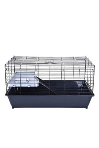 ErYao Shipped from USA, Guinea Pig Cage, Pastoral Hamster Bed Cage, Wire Hamster Cage with Food Dish and Slider Ladder, 28.7 x 15.4 x 17.1 inches Universal Small Animal Home (Black)