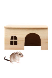 Hamster Wooden House Small Animals Hideout Home for Rat Mice Gerbil Mouse Rabbit Cage Play Hut (M)
