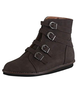 Women Retro Thick High Heel Zipper Single Boot Student Large Size Ankle Boots, Wide Width Ankle Boots - Mid Chunky Block Heels Round Toe Slip on Side Zipper Booties Brown