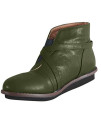 Stylish High Top Boots for Women Non-Slip Flats Lace-Up Shoes Strap Buckle Mid-Heeled Western Ankle Boots Shoes Green