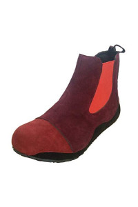 Women's Slip On Chunky Heel Ankle Bootie Bare Round Toe Hollow Bare Boots Square Heel Short Booties Red