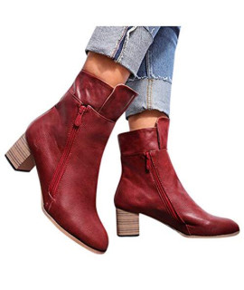 Womens High Low Heel Slouch Boot Shoes Red
