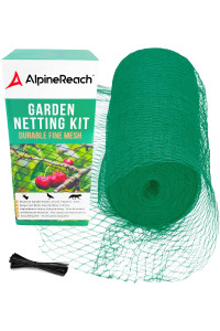 Alpinereach Garden Netting Heavy Duty Plant Protection 75 X 65 Ft Extra Strong Woven Mesh Net For Birds Deer Animals, Reusable Kit With Zip Ties, Fencing For Fruits Trees, Green