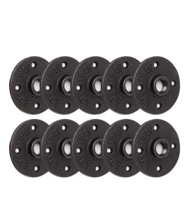 12 Floor Flange, Home Tzh 10 Pack 4 Bolts Malleable Iron Pipe Flange For Industrial Vintage Style, Flanges With Threaded Hole For Diy Projectfurnitureshelving Decoration(10, 12)