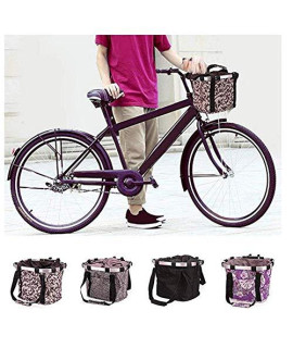 Pet Carrier Bicycle Basket Bag Pet Carrier, Traveler 2-in-1 Pet Bike Basket or Tote Carrier bag for Dogs and Cats (Up to 12 Pounds), Travel with Your Pet Safety - Foldable Detachable (Purple , 1)