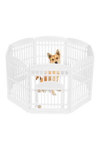 IRIS USA Dog Playpen, Exercise Pet Playpen with Door for Small, Medium, and Large Dogs, 8-Panel, 34" H, White