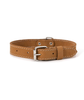 Euro-Dog Collar XX-Large Tan Affordable European Luxury Soft Leather Adjustable Buckle Dog Collar Made in USA