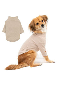 BLOOMING PET Soft Warm Light Pullover Sweater Turtleneck Spring Tshirt, Colorful Stylish Fashion Designed, for Small Puppy Dogs (L, Mood Beige)