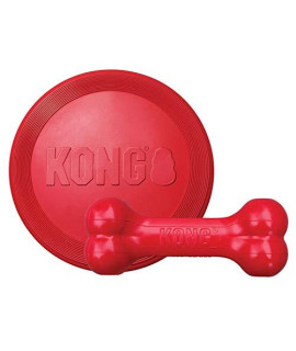 KONG - Goodie Bone and Flyer - Durable Rubber Chew Bone and Flying Disc - for Large Dogs