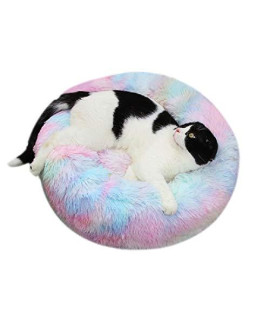 TVMALL Dog Bed Cat Bed Cushion Faux Fur Dog Beds for Medium Small Dogs Self Warming Indoor Round Donut Pillow Cuddler Amazing Cat Bed and Dog Bed Mats Cushion for Joint-Relief and Improved Sleep