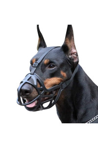 Dog Muzzle, Breathable Basket Muzzle to Prevent Barking, Biting and chewing, Humane Muzzle for Small, Medium, Large and X-Large Dogs (L, Black)