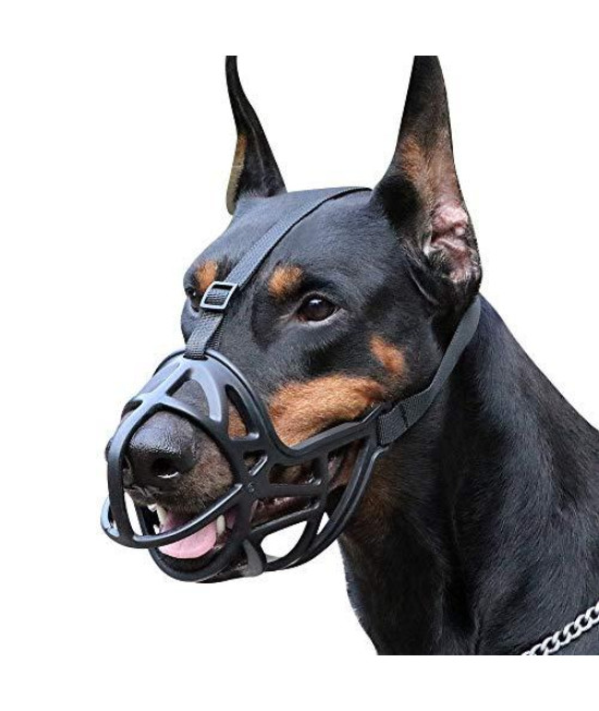 Dog Muzzle, Breathable Basket Muzzle to Prevent Barking, Biting and chewing, Humane Muzzle for Small, Medium, Large and X-Large Dogs (XL, Black)