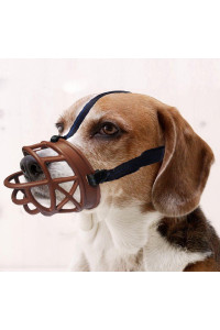 Dog Muzzle, Basket Breathable Silicone Dog Muzzle for Anti-Barking and Anti-chewing (Size4-11A4Ain, Brown)