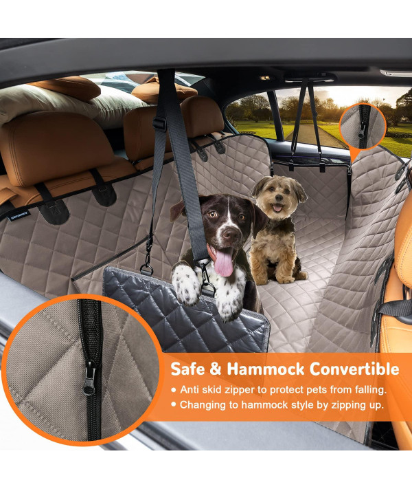 Dog Hammock for Car with Mesh Window, 600D Oxford Waterproof Nonslip  Durable Seat Protector for Back Seat for Car Truck SUV(54 W x 58 L) 