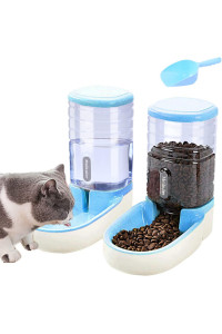 Meikuler Pets Auto Feeder 3.8L,Food Feeder and Water Dispenser Set for Small & Big Dogs Cats and Pets Animals (Blue)