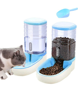 Meikuler Pets Auto Feeder 3.8L,Food Feeder and Water Dispenser Set for Small & Big Dogs Cats and Pets Animals (Blue)