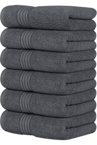 Utopia Towels 6 Piece Luxury Hand Towels Set, (16 x 28 inches) 100 Ring Spun cotton, Lightweight and Highly Absorbent 600gSM Towels for Bathroom, Travel, camp, Hotel, and Spa (grey)
