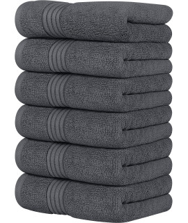 Utopia Towels 6 Piece Luxury Hand Towels Set, (16 x 28 inches) 100 Ring Spun cotton, Lightweight and Highly Absorbent 600gSM Towels for Bathroom, Travel, camp, Hotel, and Spa (grey)