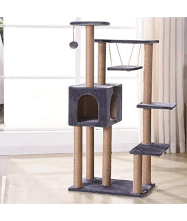 Zisita Cat Tree Kitten Activity Tower Condo Stand Scratching Posts Cat Climbing Frame Cat Furniture