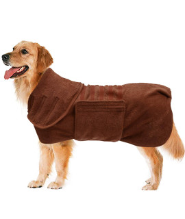 Geyecete Dog Drying Coat -Dry Fast Dog Bag - Dog Bathrobe Towel - Microfibre Fast Drying Super Absorbent Pet Dog Cat Bath Robe Towel,Luxuriously Soft-Khaki-S