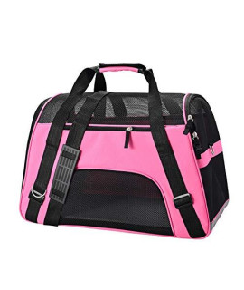 PPOGOO Large Pet Travel Carriers 20.9x10.2x12.6 22lb(10KG) Soft Sided Portable Bags Dogs Cats Airline Approved Dog Carrier,Pink,Upgraded Version