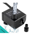 Hygger Ultra Quiet 53gPH (200LH, 3W) Submersible Mini Water Pump comes with 2 Nozzles, for Aquariums, Fish Tank, Fountain, Max Lift Height 17ft ,120V60HZ, Power cord 6ft