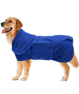 Geyecete Dog Drying Coat -Dry Fast Dog Bag - Dog Bathrobe Towel - Microfibre Fast Drying Super Absorbent Pet Dog Cat Bath Robe Towel,Luxuriously Soft-Blue-M