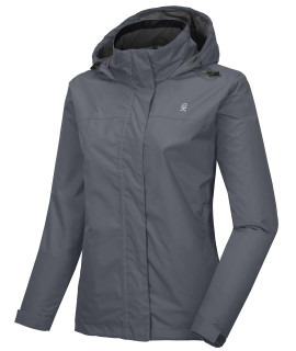 Little Donkey Andy WomenAs Waterproof Rain Jacket Lightweight Outdoor Windbreaker Rain coat Shell for Hiking, Travel gray XS