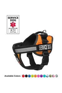 Dogline Unimax Service Dog Harness Vest with Removable Service Dog Patches Adjustable Straps Breathable Neoprene for Medical Identification Training Dogs Girth 22 to 30 in Orange